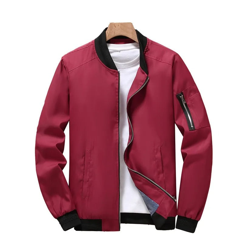 Veste bombardier homme, style décontracté chic, XS au XL, rouge