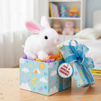 Lapin en peluche interactif pour enfant, saute et bouge les oreilles
