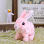 Lapin en peluche interactif pour enfant, saute et bouge les oreilles, rose