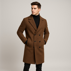 Manteau croisé homme à larges revers, marron ou noir, marron