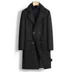 Manteau croisé homme à larges revers, marron ou noir