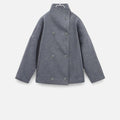 Manteau court femme col montant, double boutonnage, sept coloris, gris