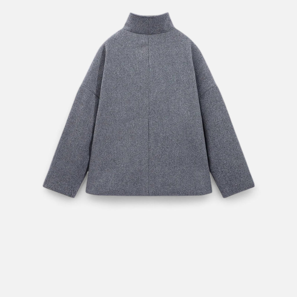 Manteau court femme col montant, double boutonnage, sept coloris