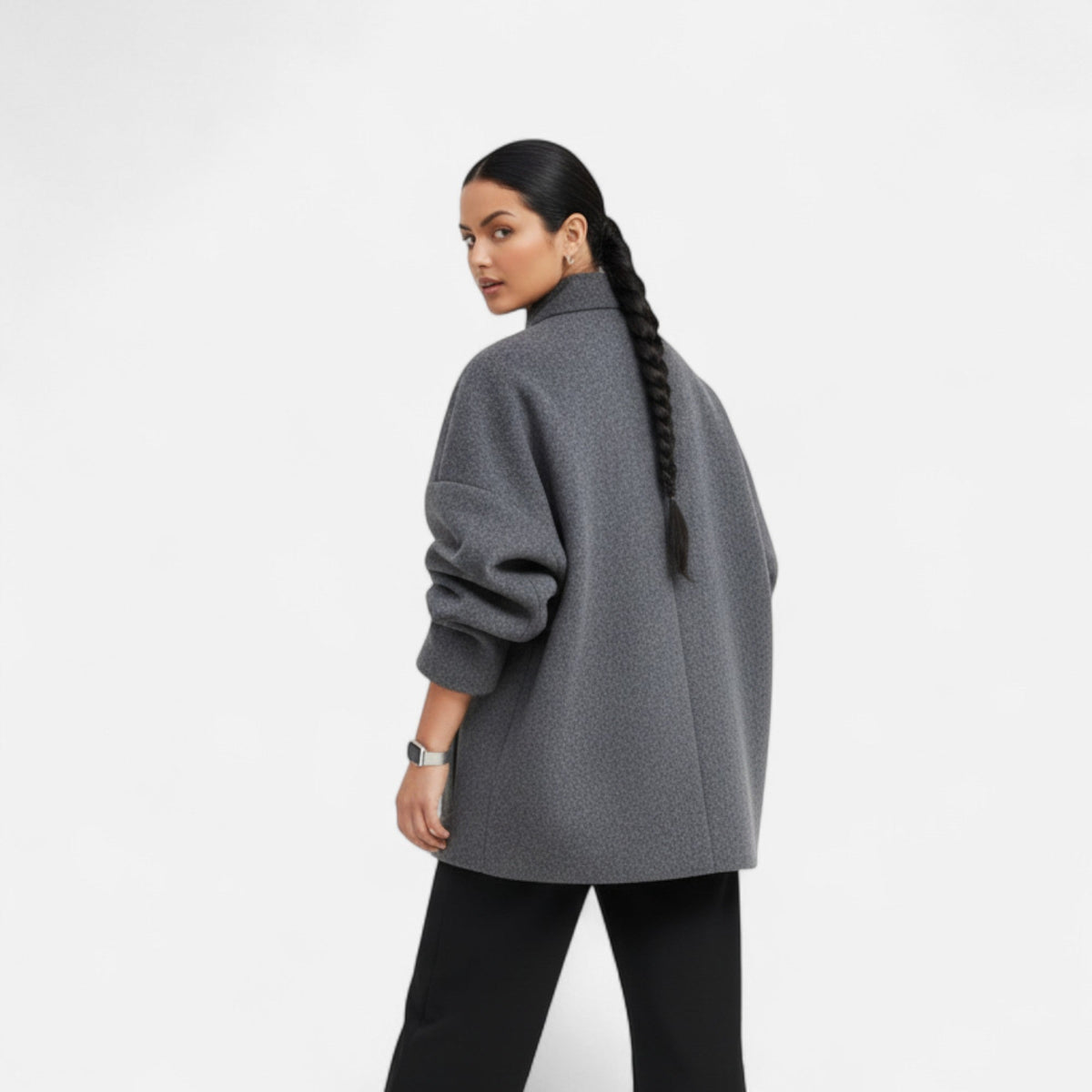 Manteau court femme col montant, double boutonnage, sept coloris
