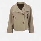 Manteau court femme col montant, double boutonnage, sept coloris, kaki