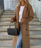 Manteau croisé femme à double boutonnage et col à revers, kaki