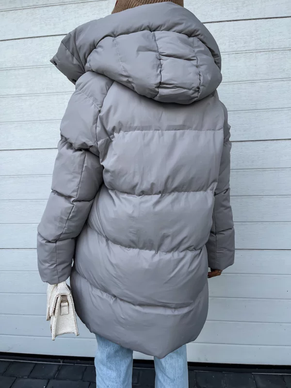 Manteau long femme à capuche et fermeture éclair, pour l'hiver
