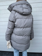 Manteau long femme à capuche et fermeture éclair, pour l'hiver