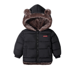 Manteau d'hiver enfant à oreilles d'ours, de 1 à 8 ans, noir