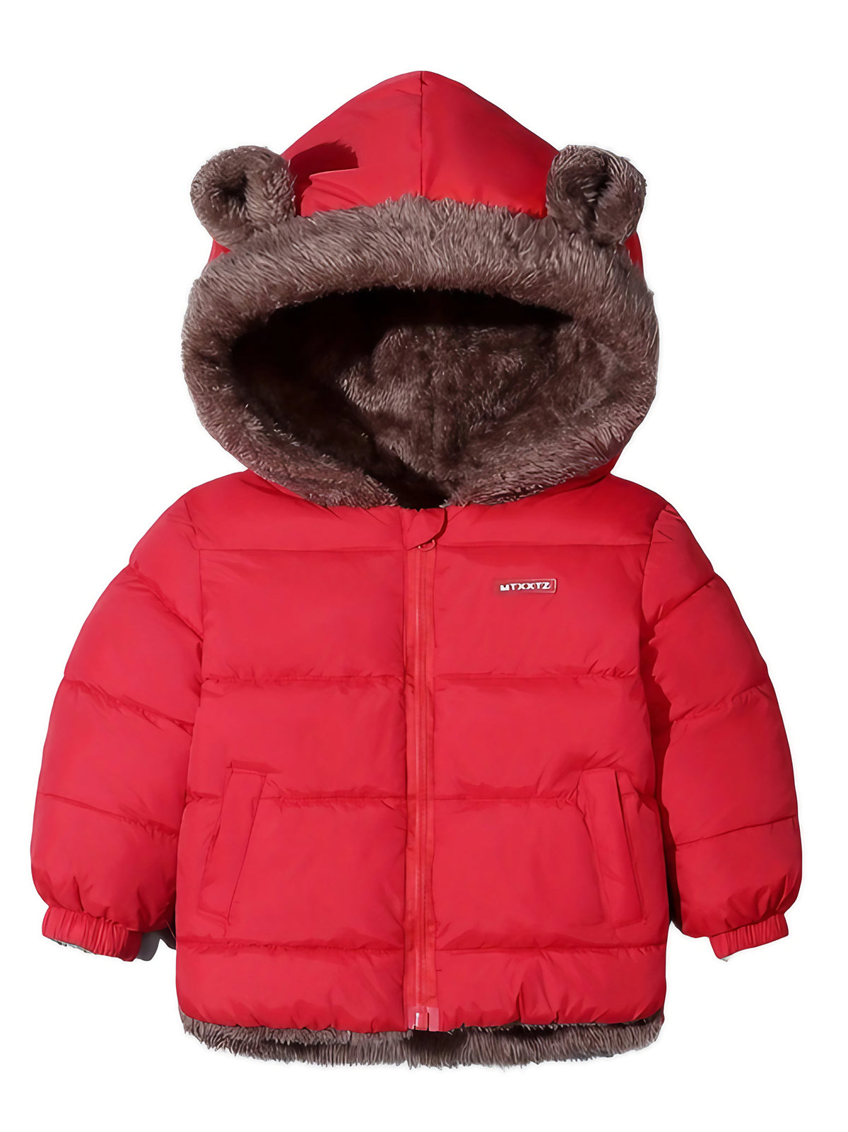 Manteau d'hiver enfant à oreilles d'ours, de 1 à 8 ans, rouge