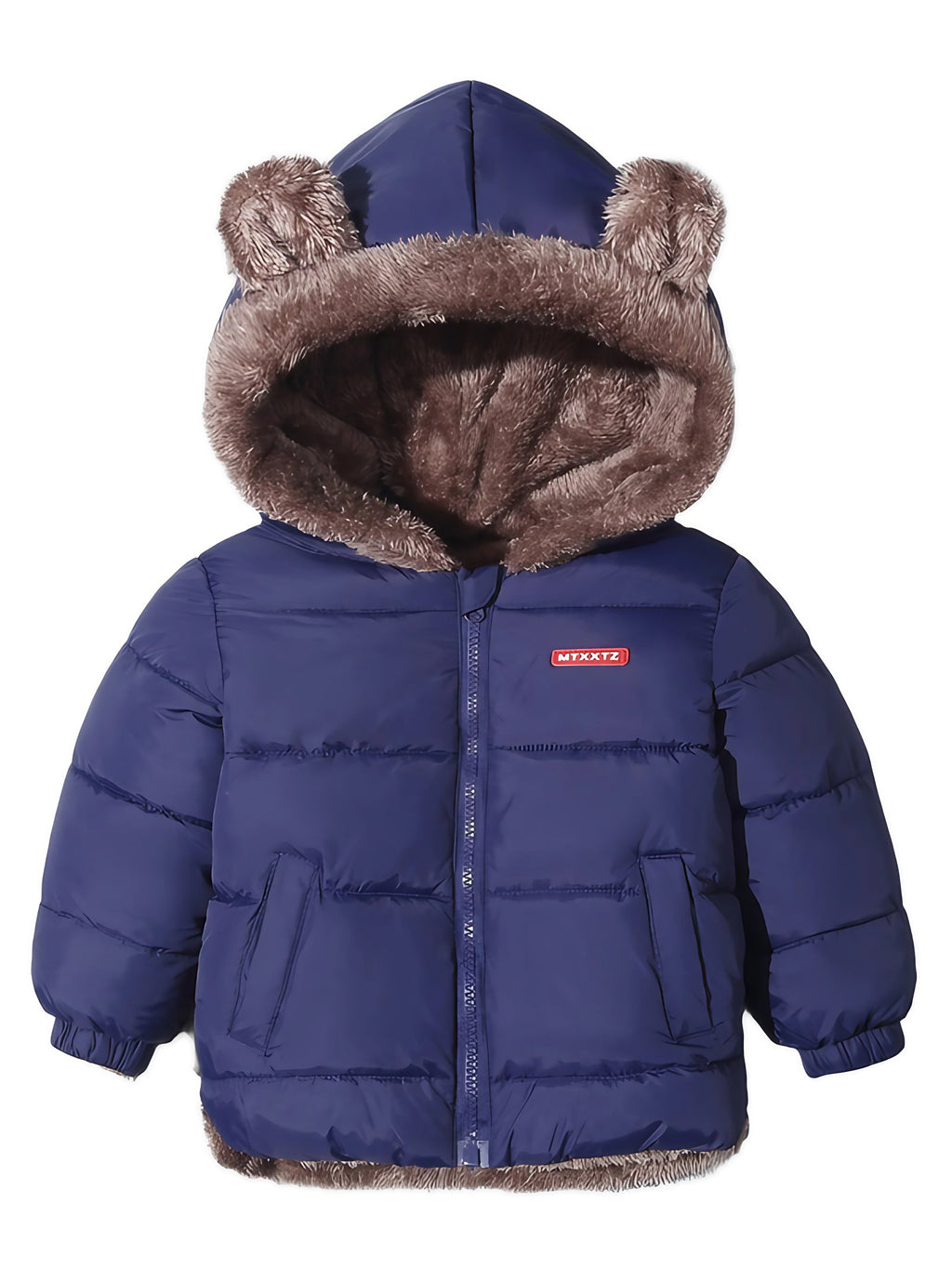 Manteau d'hiver enfant à oreilles d'ours, de 1 à 8 ans, bleu marine