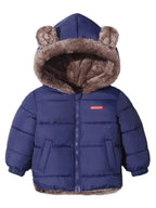 Manteau d'hiver enfant à oreilles d'ours, de 1 à 8 ans, bleu marine