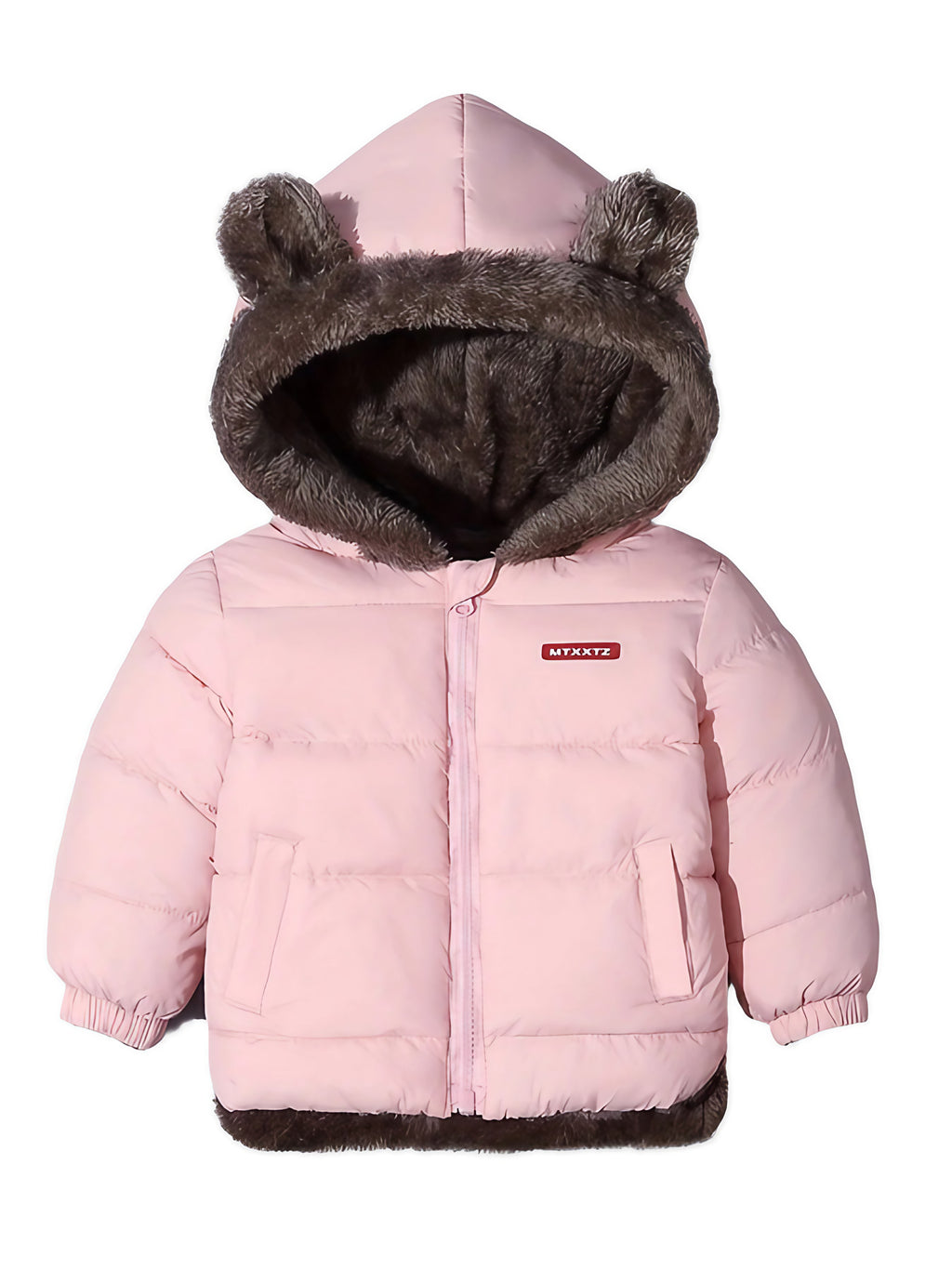 Manteau d'hiver enfant à oreilles d'ours, de 1 à 8 ans, rose