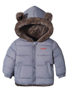 Manteau d'hiver enfant à oreilles d'ours, de 1 à 8 ans, gris