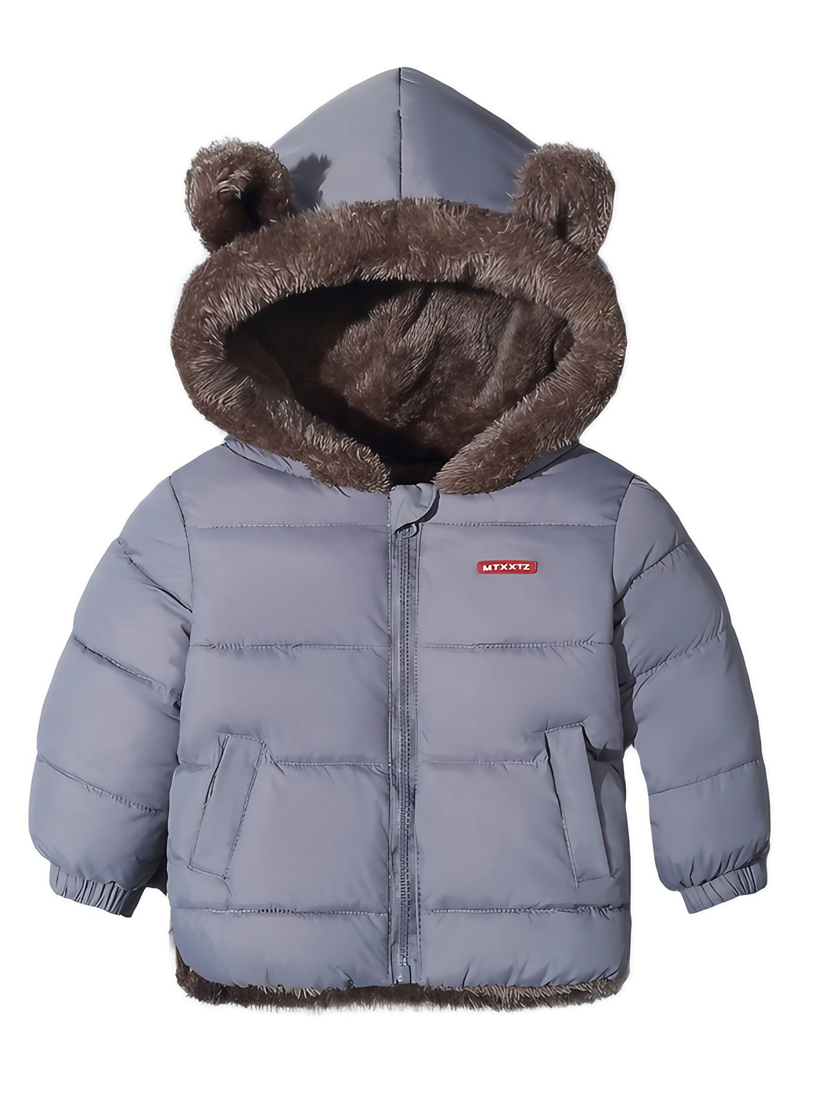 Manteau d'hiver enfant à oreilles d'ours, de 1 à 8 ans, gris