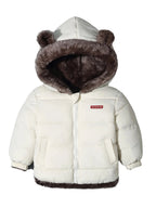 Manteau d'hiver enfant à oreilles d'ours, de 1 à 8 ans, crème