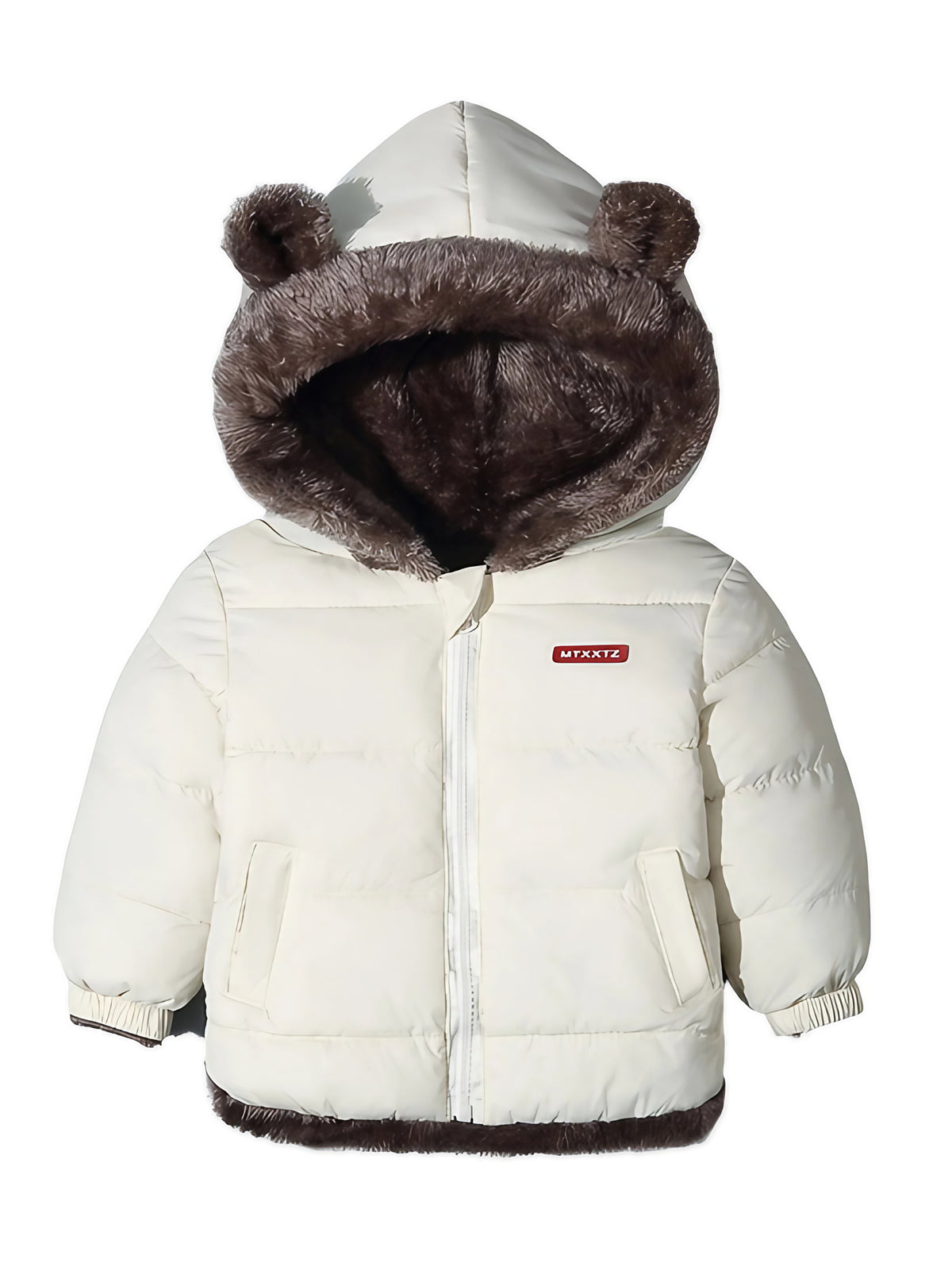 Manteau d'hiver enfant à oreilles d'ours, de 1 à 8 ans, crème