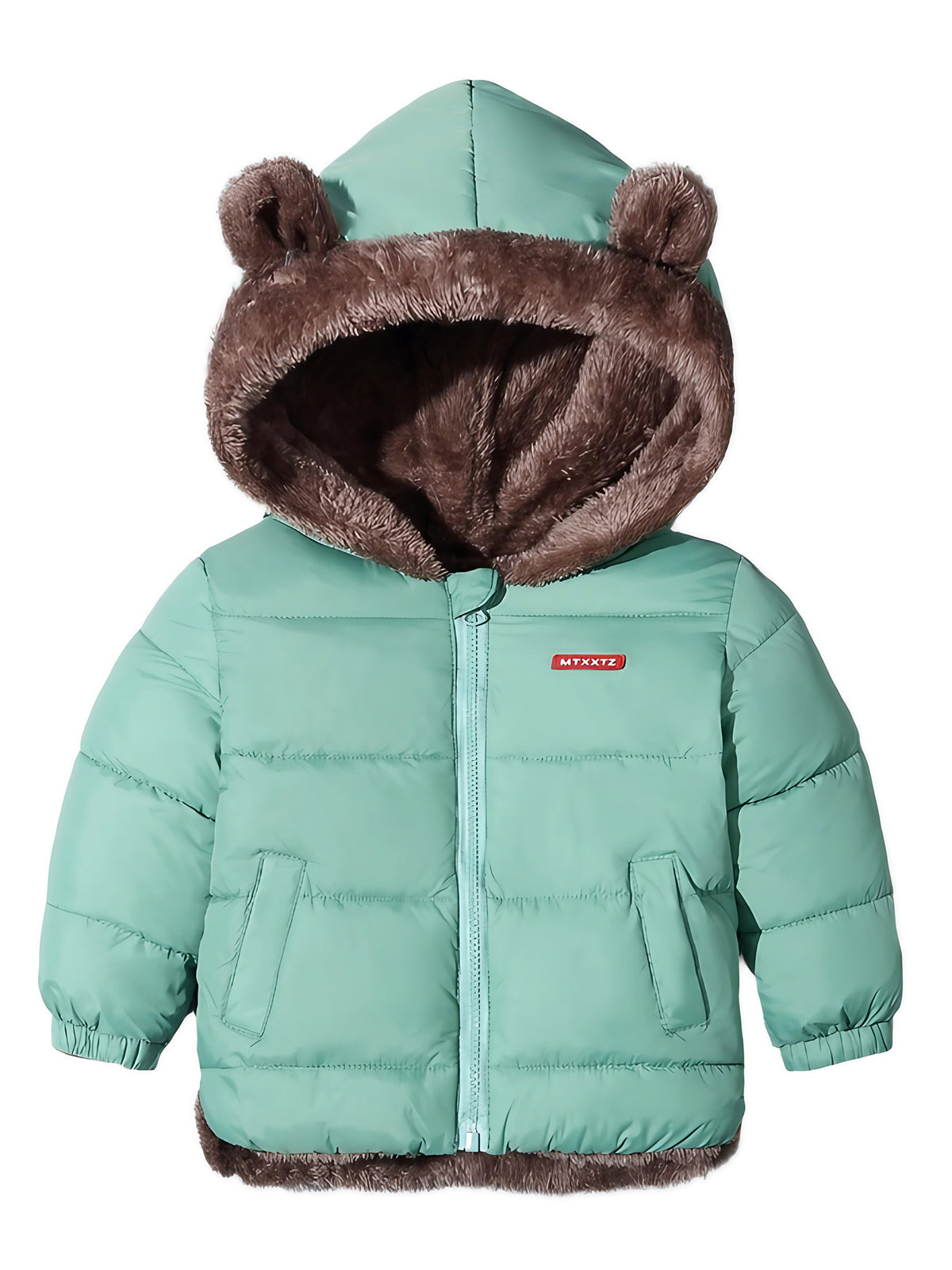 Manteau d'hiver enfant à oreilles d'ours, de 1 à 8 ans, turquoise