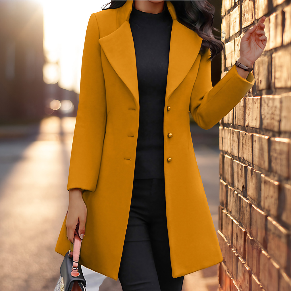 Manteau d'hiver femme coupe ajustée, noir, gris ou jaune, jaune