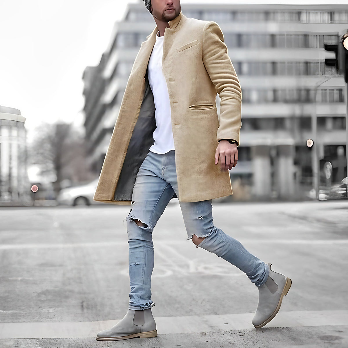 Manteau d'hiver homme, quatre coloris, du XS au 3XL, beige
