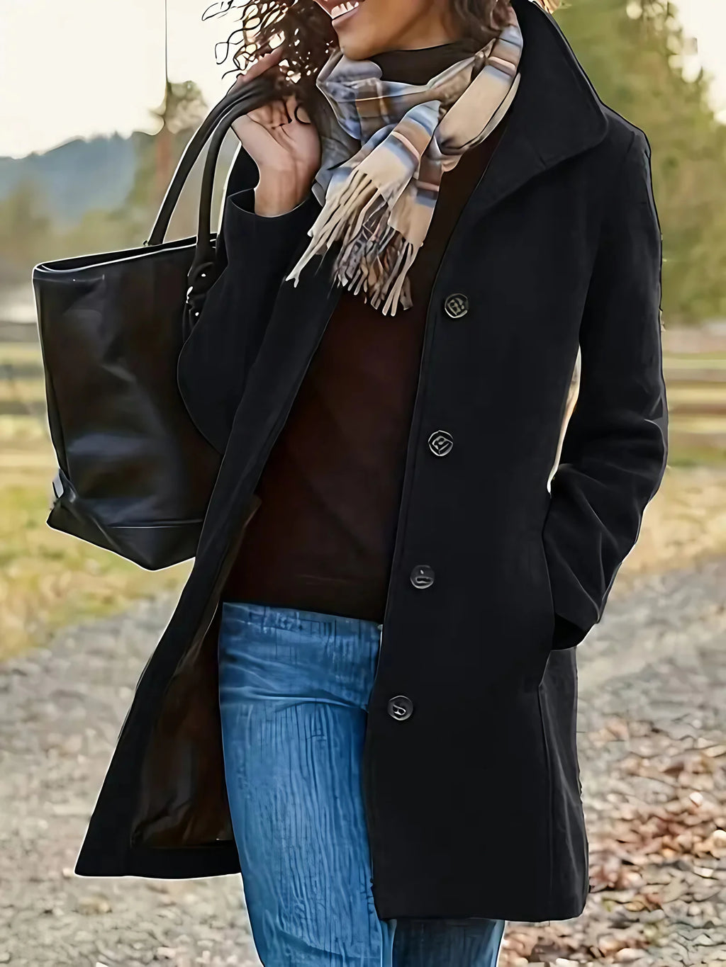 Manteau d'hiver femme à coupe cintrée, quatre coloris, noir