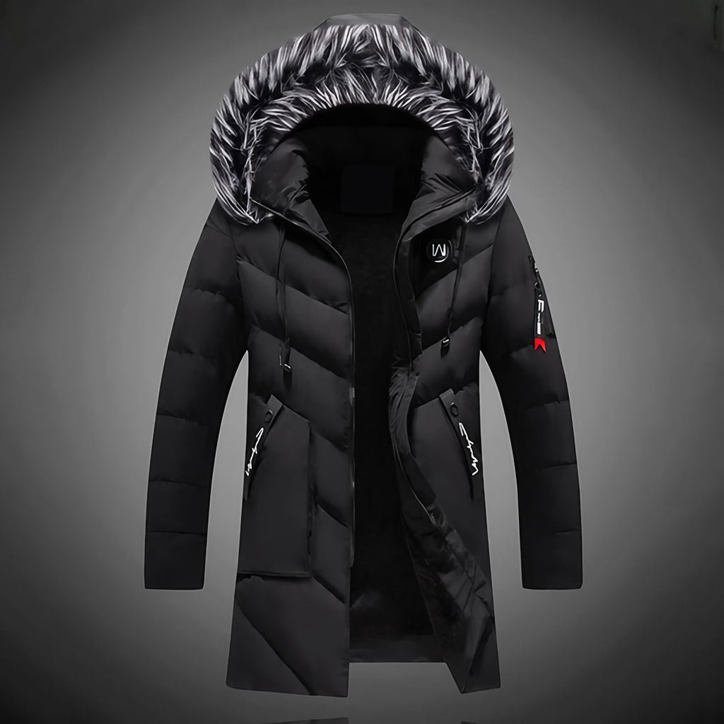 Manteau d'hiver homme à capuche ajustable, du XS au 4XL, noir