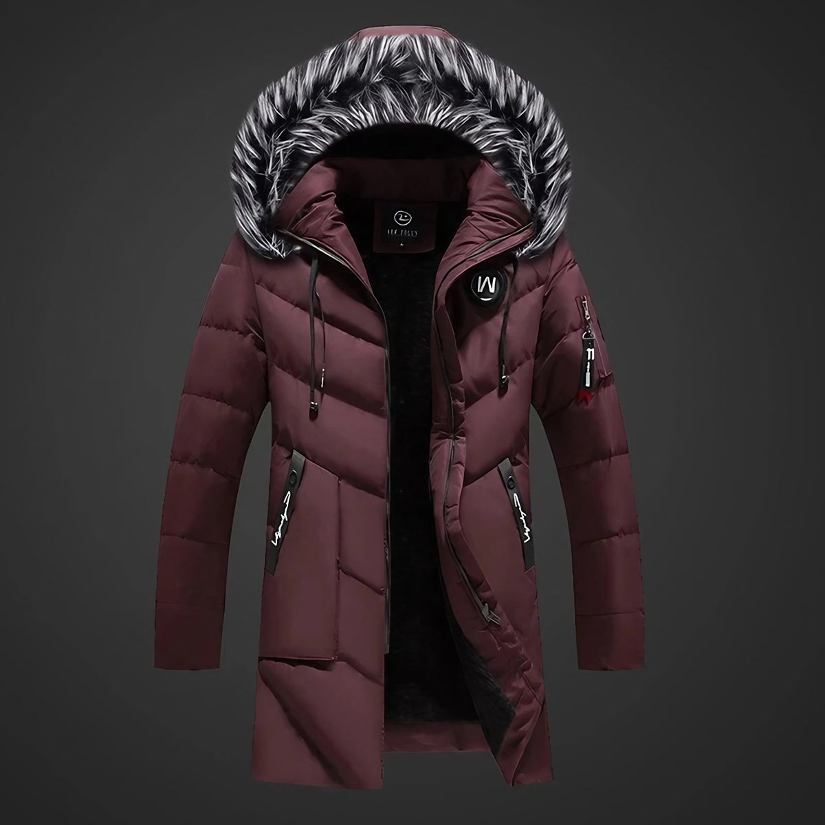 Manteau d'hiver homme à capuche ajustable, du XS au 4XL, rouge