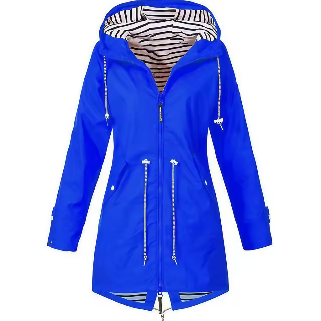 Manteau imperméable femme à capuche intégrée, six coloris, bleu