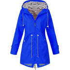 Manteau imperméable femme à capuche intégrée, six coloris, bleu