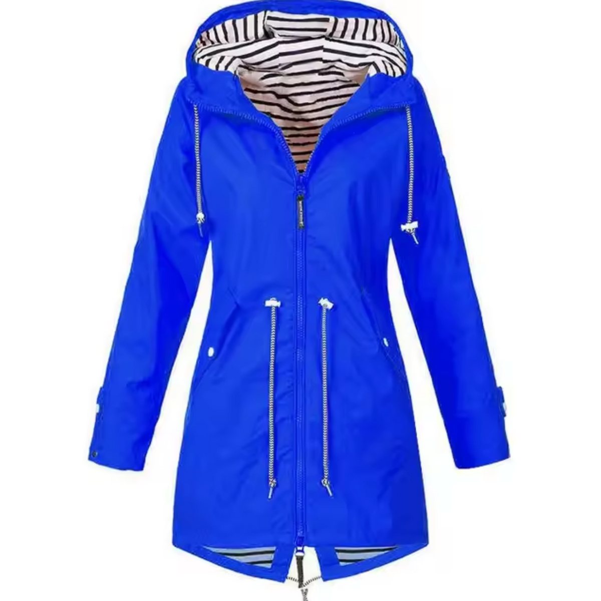 Manteau imperméable femme à capuche intégrée, six coloris, bleu