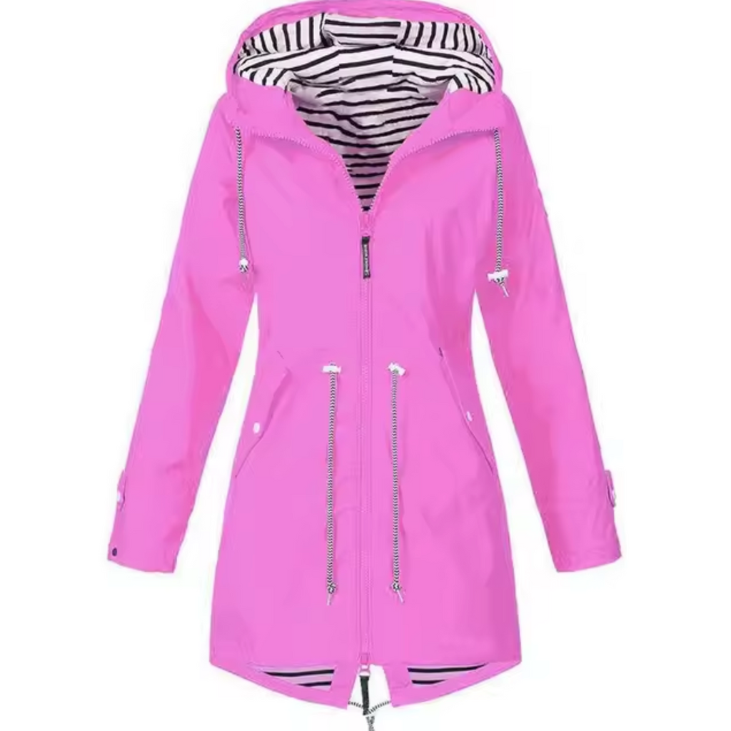 Manteau imperméable femme à capuche intégrée, six coloris, rose