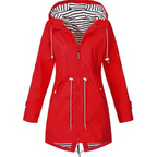 Manteau imperméable femme à capuche intégrée, six coloris, rouge