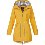 Manteau imperméable femme à capuche intégrée, six coloris, jaune