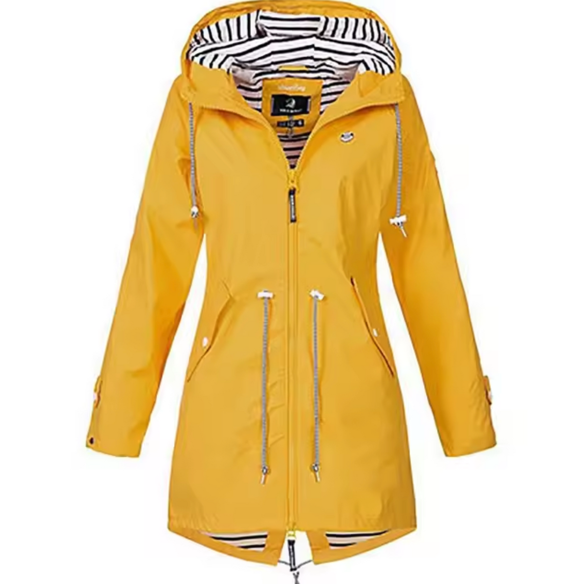 Manteau imperméable femme à capuche intégrée, six coloris, jaune