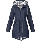 Manteau imperméable femme à capuche intégrée, six coloris, bleu marine