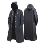 Imperméable long homme à capuche ajustable, noir, du XS au 4XL