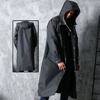 Imperméable long homme à capuche ajustable, noir, du XS au 4XL