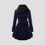 Manteau d'hiver femme cintré à double boutonnage, du S au 3XL, bleu