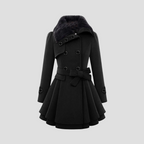 Manteau d'hiver femme cintré à double boutonnage, du S au 3XL, noir