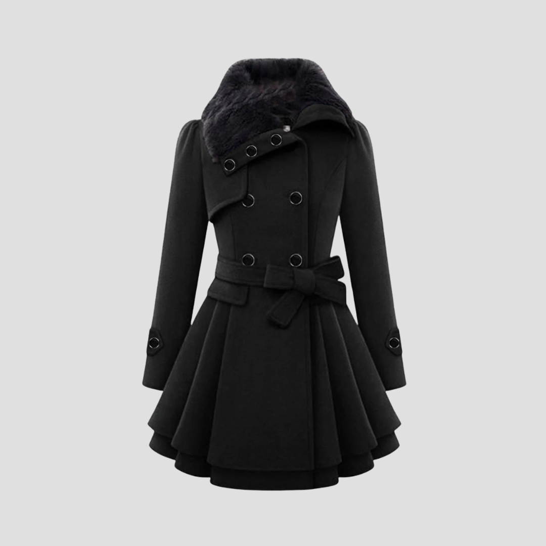 Manteau d'hiver femme cintré à double boutonnage, du S au 3XL, noir