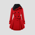 Manteau d'hiver femme cintré à double boutonnage, du S au 3XL, rouge