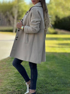 Manteau d'hiver femme à col à revers et boutons, trois coloris