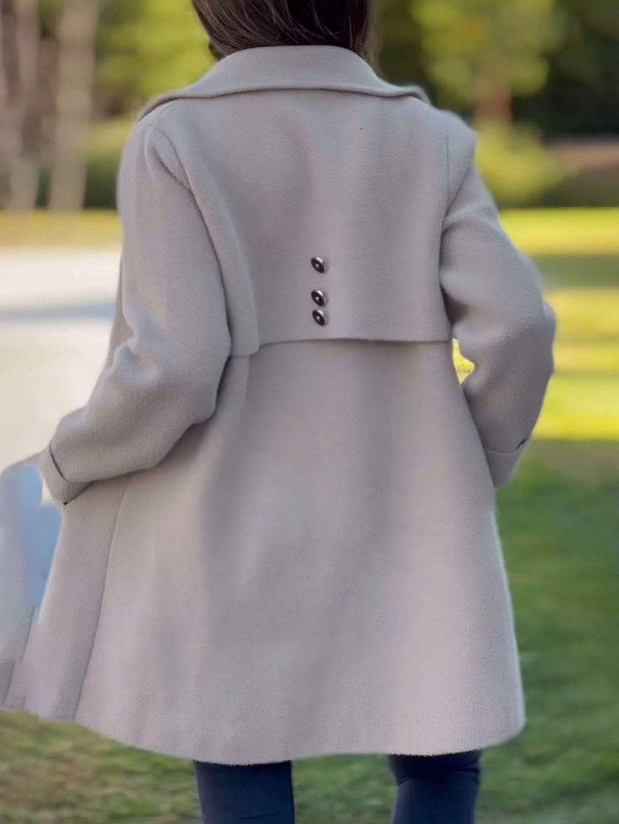 Manteau d'hiver femme à col à revers et boutons, trois coloris