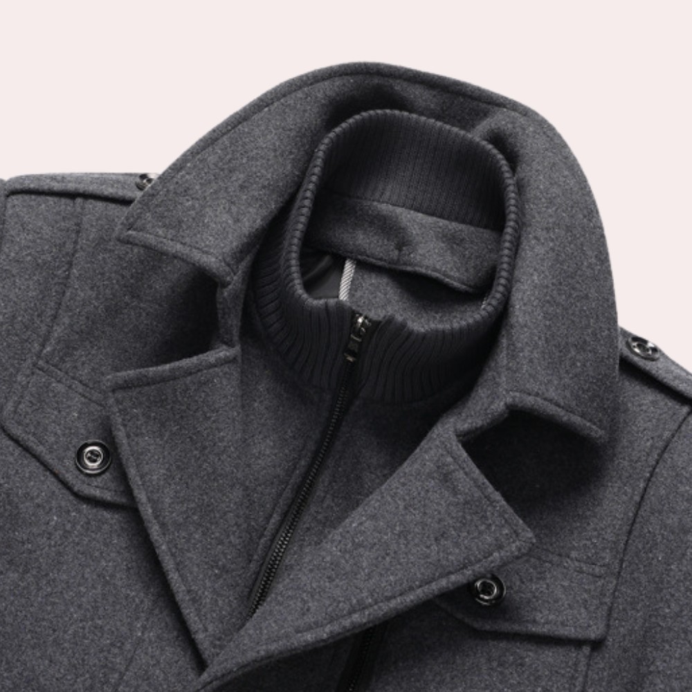 Manteau d'hiver homme à col coupe-vent et grandes poches