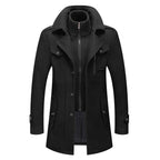 Manteau d'hiver homme à col coupe-vent et grandes poches, noir
