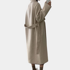 Manteau long femme d'hiver à double boutonnage, avec poches