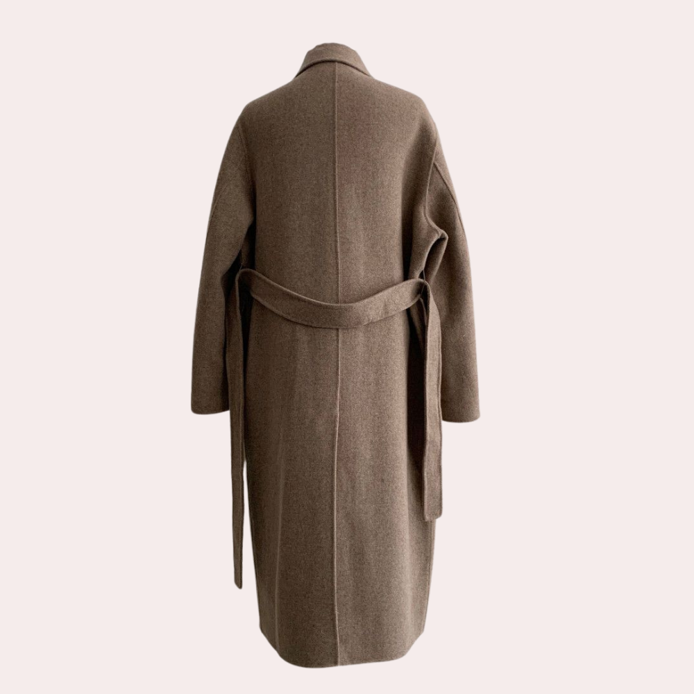 Manteau long femme d'hiver à double boutonnage, avec poches