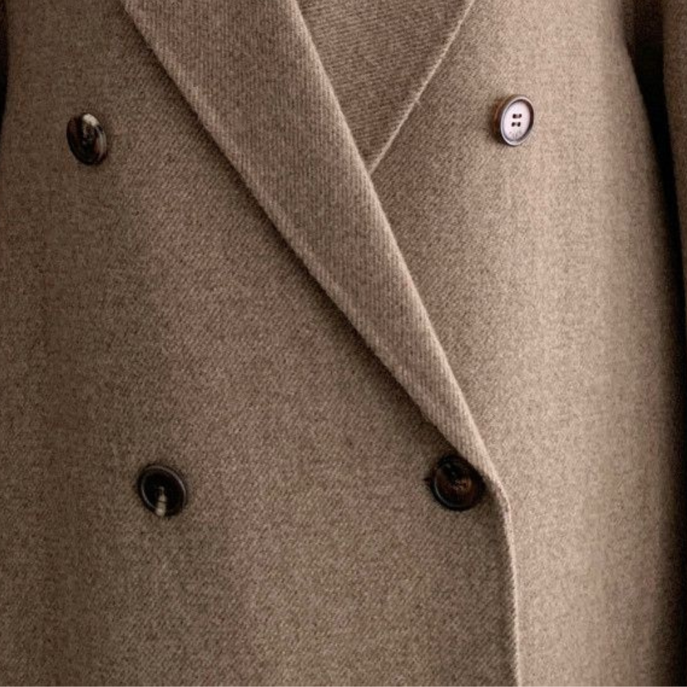 Manteau long femme d'hiver à double boutonnage, avec poches