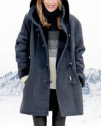 Duffle-coat long femme à capuche, du S au 5XL, bleu foncé