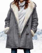 Duffle-coat long femme à capuche, du S au 5XL, gris